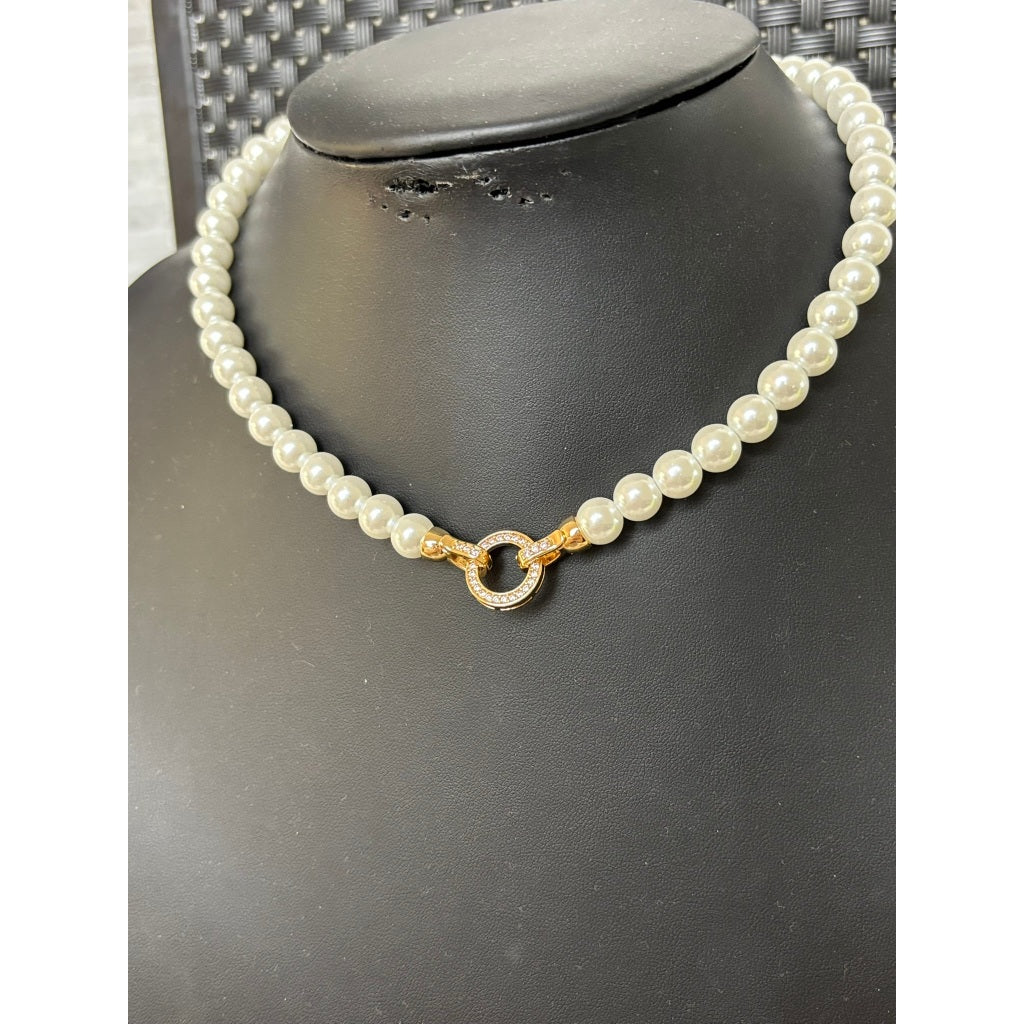 COLAR FEMININO COM PEROLAS - Banhado ouro 10k ou prata 925