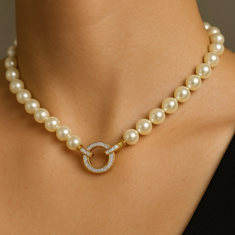 COLAR FEMININO COM PEROLAS - Banhado ouro 10k ou prata 925