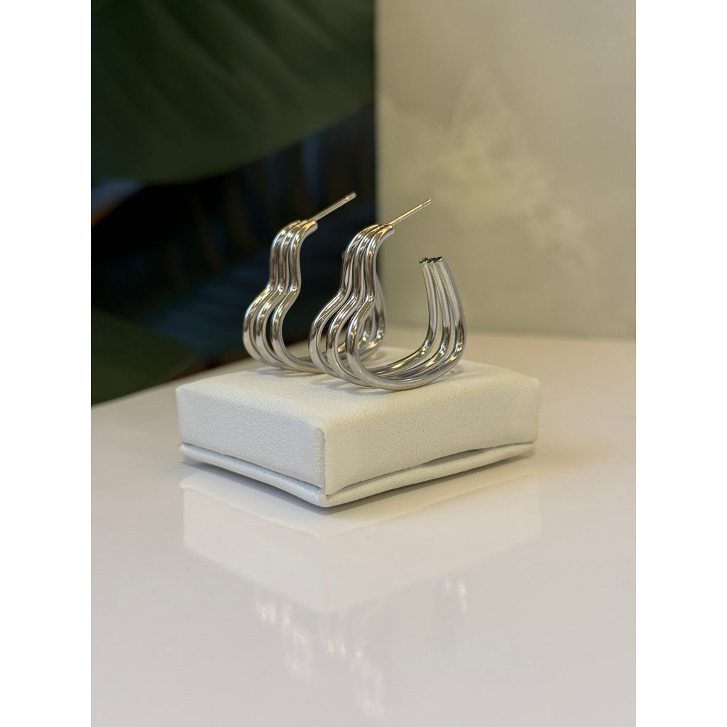 Brinco argola coração - Aço Inoxidável 316L