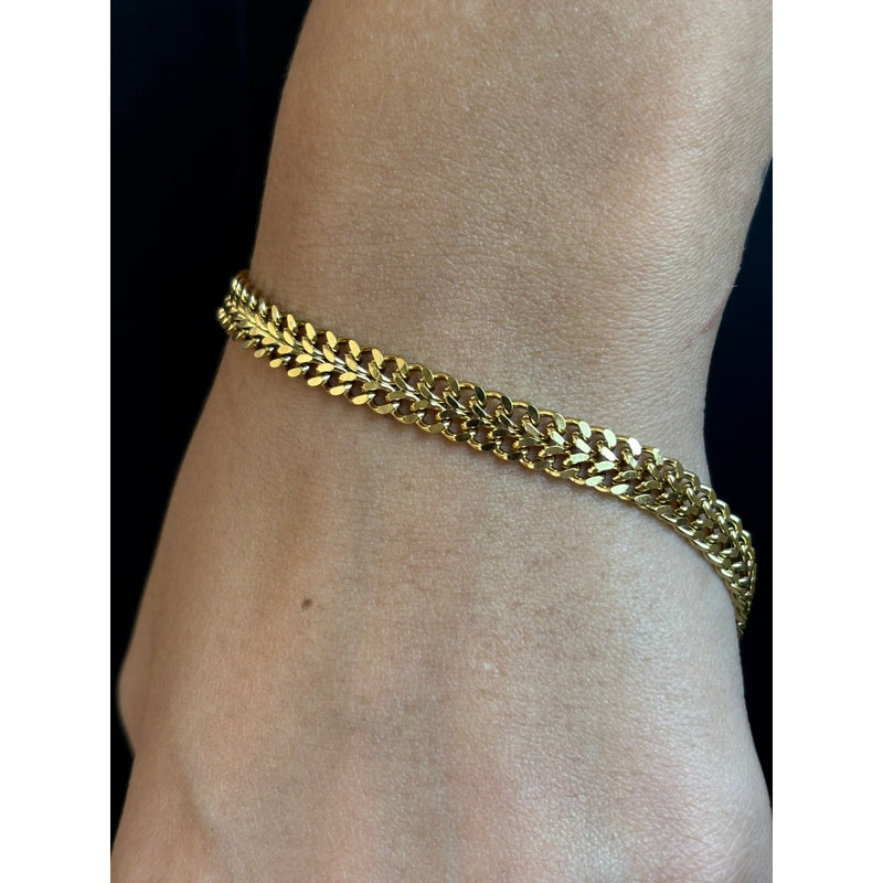 Pulseira  Corrente Grumet Dupla -  aço inoxidável