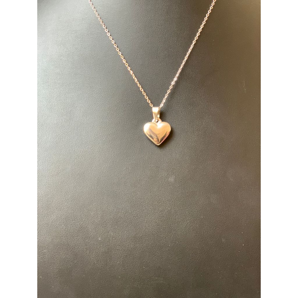 Colar em Aço Inoxidável com Pingente de Coração Polido