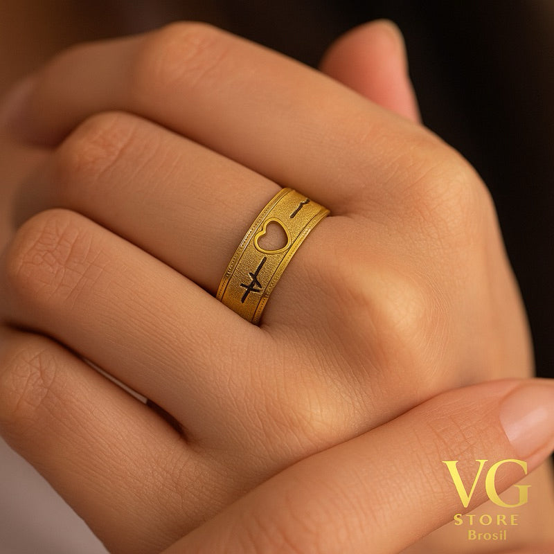 Aliança Love Pulse Dourada - aço inoxidável