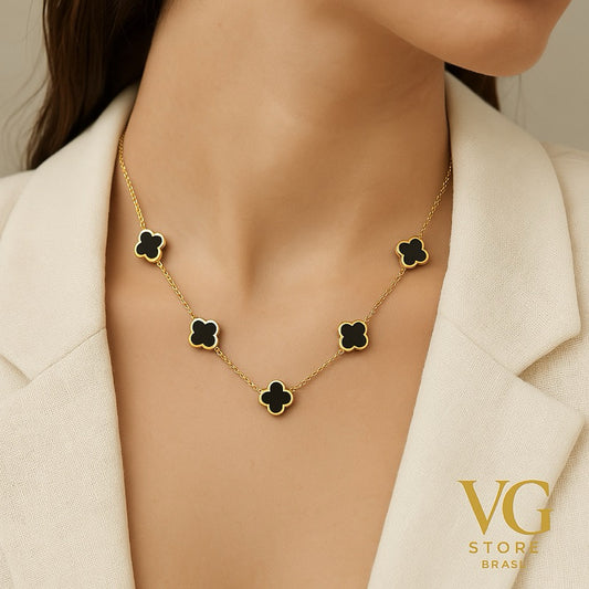 Colar feminino Clover Elegance – Luxo Minimalista Aço inoxidável