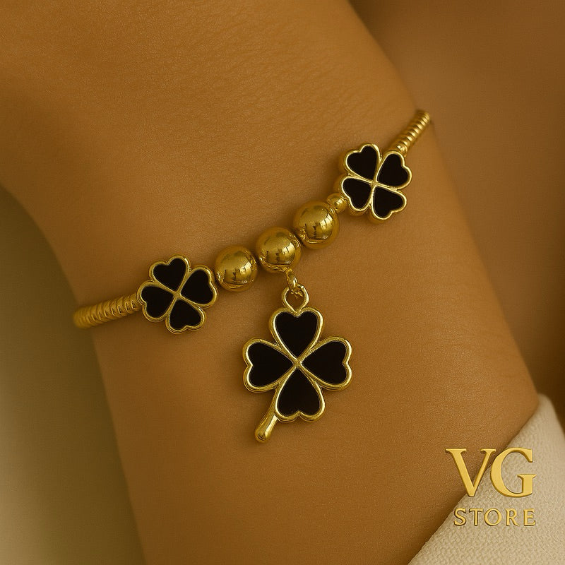 Pulseira elegance trevo da sorte - aço inoxidável 316L