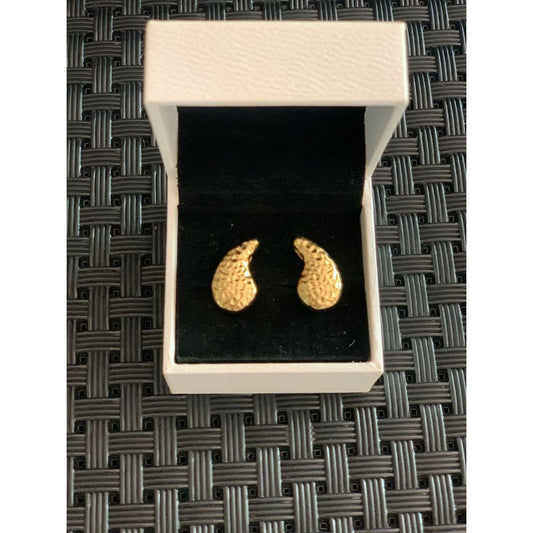 Brinco Feminino em Aço Inoxidável Texturizado - Design Gota Orgânica