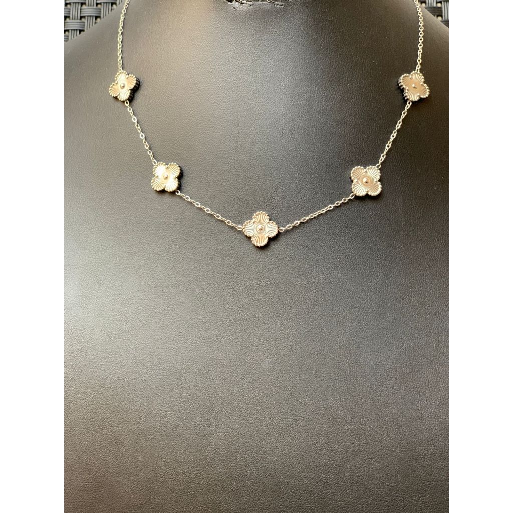 Colar feminino pingentes florais - Aço inoxidável