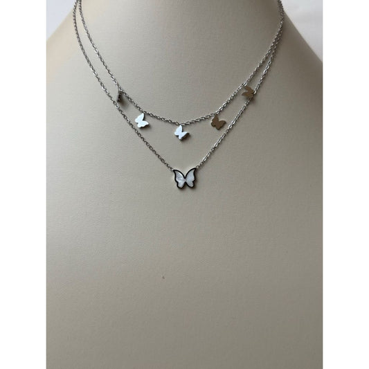 Colar feminino duplo - Aço Inoxidável