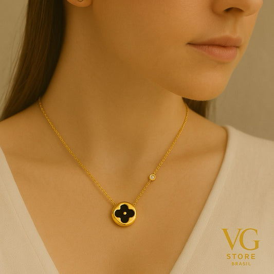 Colar feminino Flor Clover - Aço inoxidável