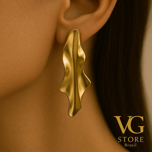 Brinco feminino Folha Metalizado - Folheado