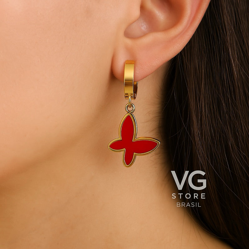 Brinco feminino borboleta - Aço inoxidável