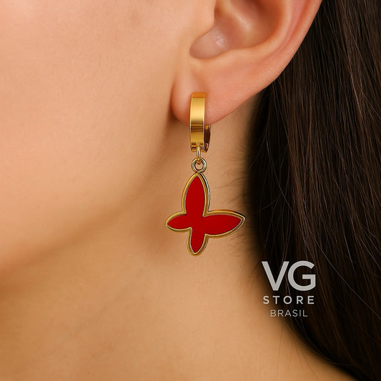 Brinco feminino borboleta - Aço inoxidável