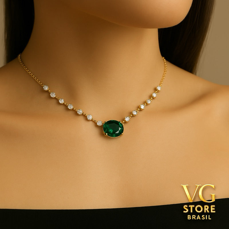 Colar Luxo com Pedras Brilhantes - Um Toque de Elegância para Qualquer Ocasião