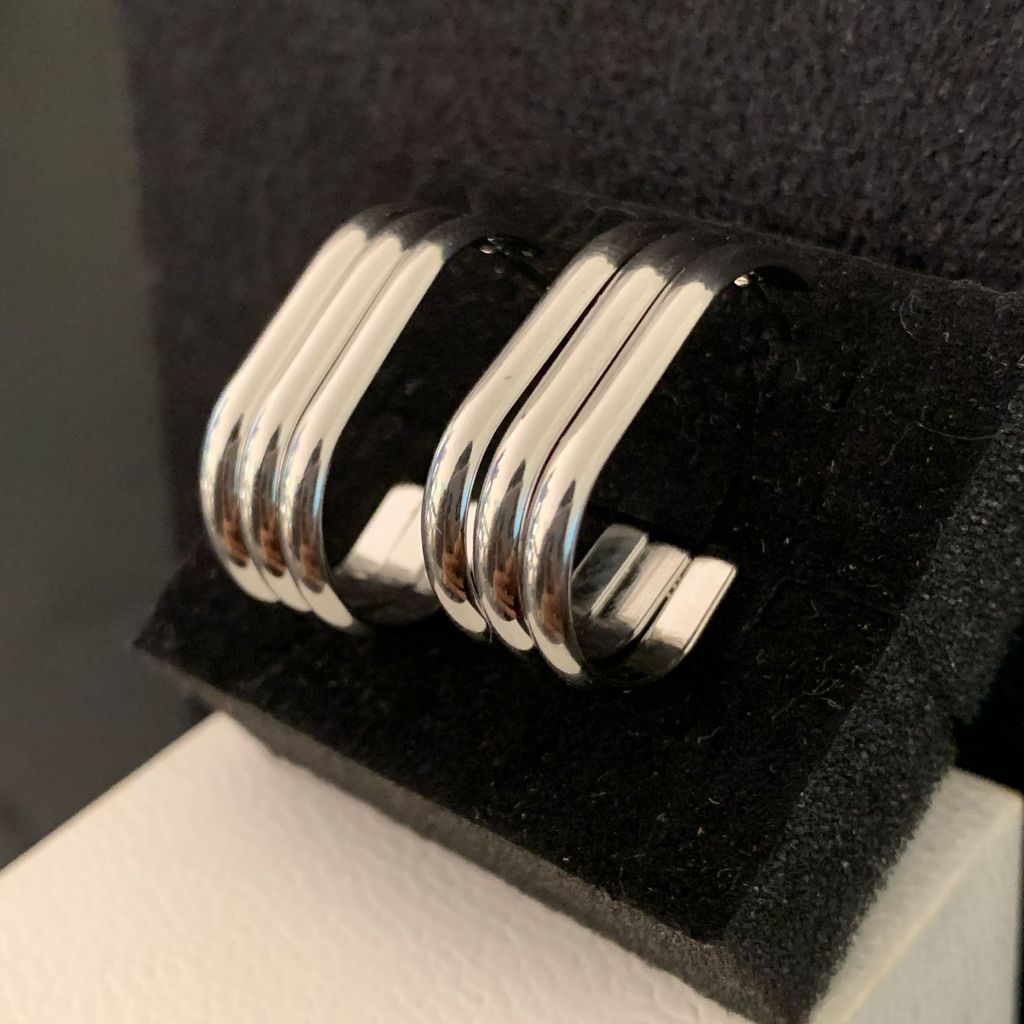 Argola feminina três aro -  Aço Inoxidável Prateado