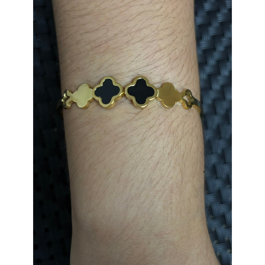 Pulseira feminina trevo – aço inoxidável dourado