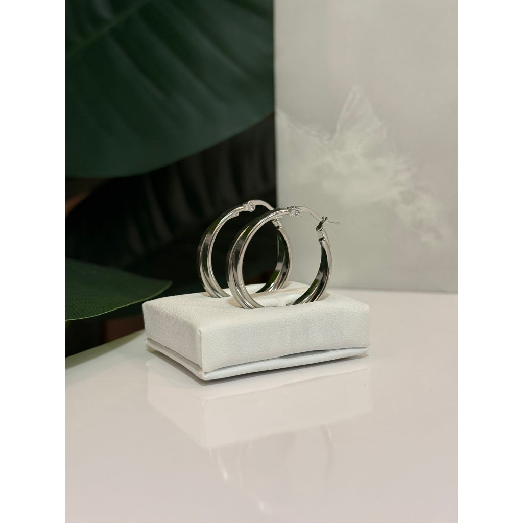 Brinco feminino duplo - Aço inoxidável