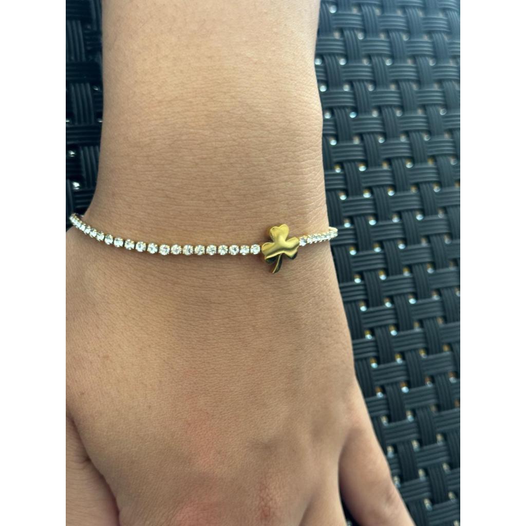 Pulseira riviera trevo da sorte - Aço Inoxidável