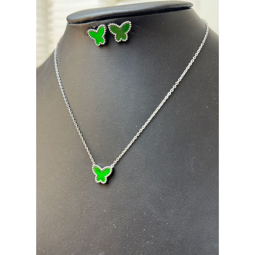 Colar de Borboleta com Brilho - Aço Inoxidável