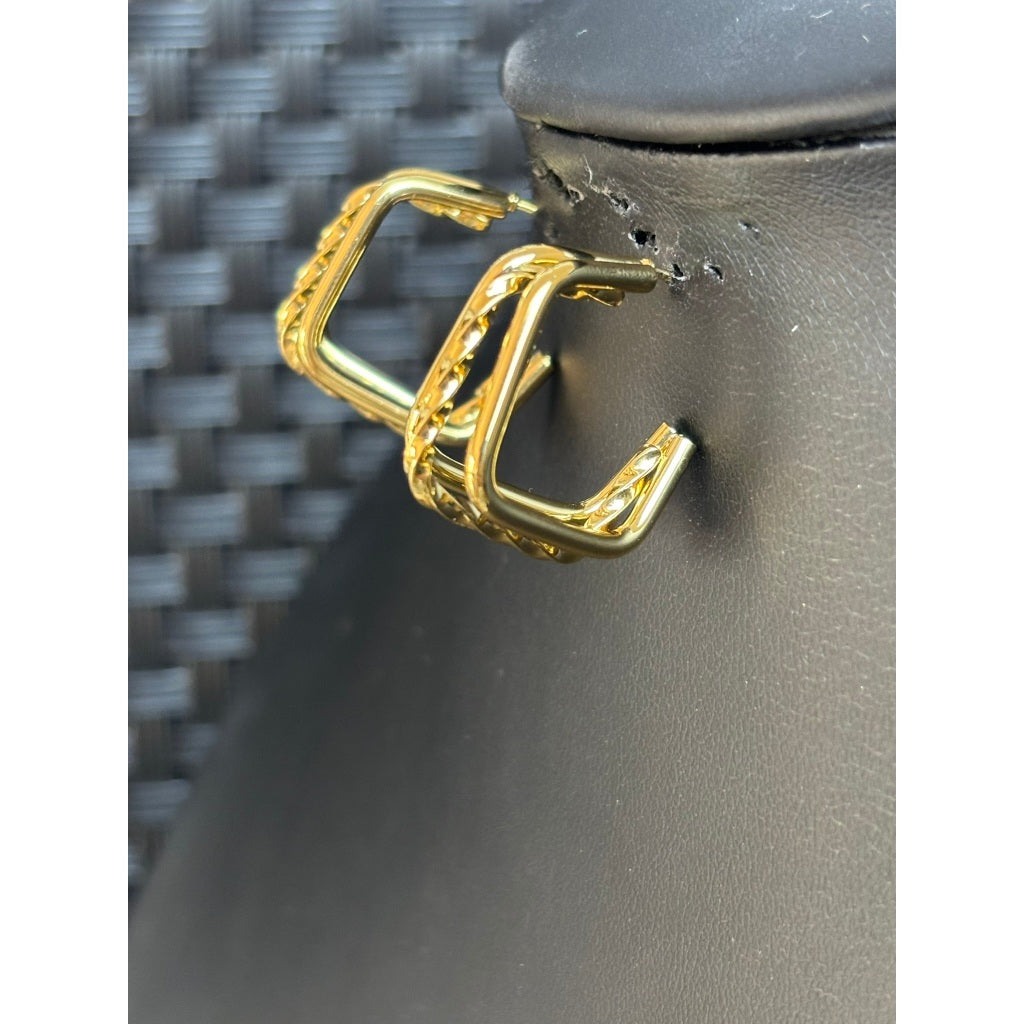 Argola tripla Verôna trançada dourada -  Aço Inoxidável