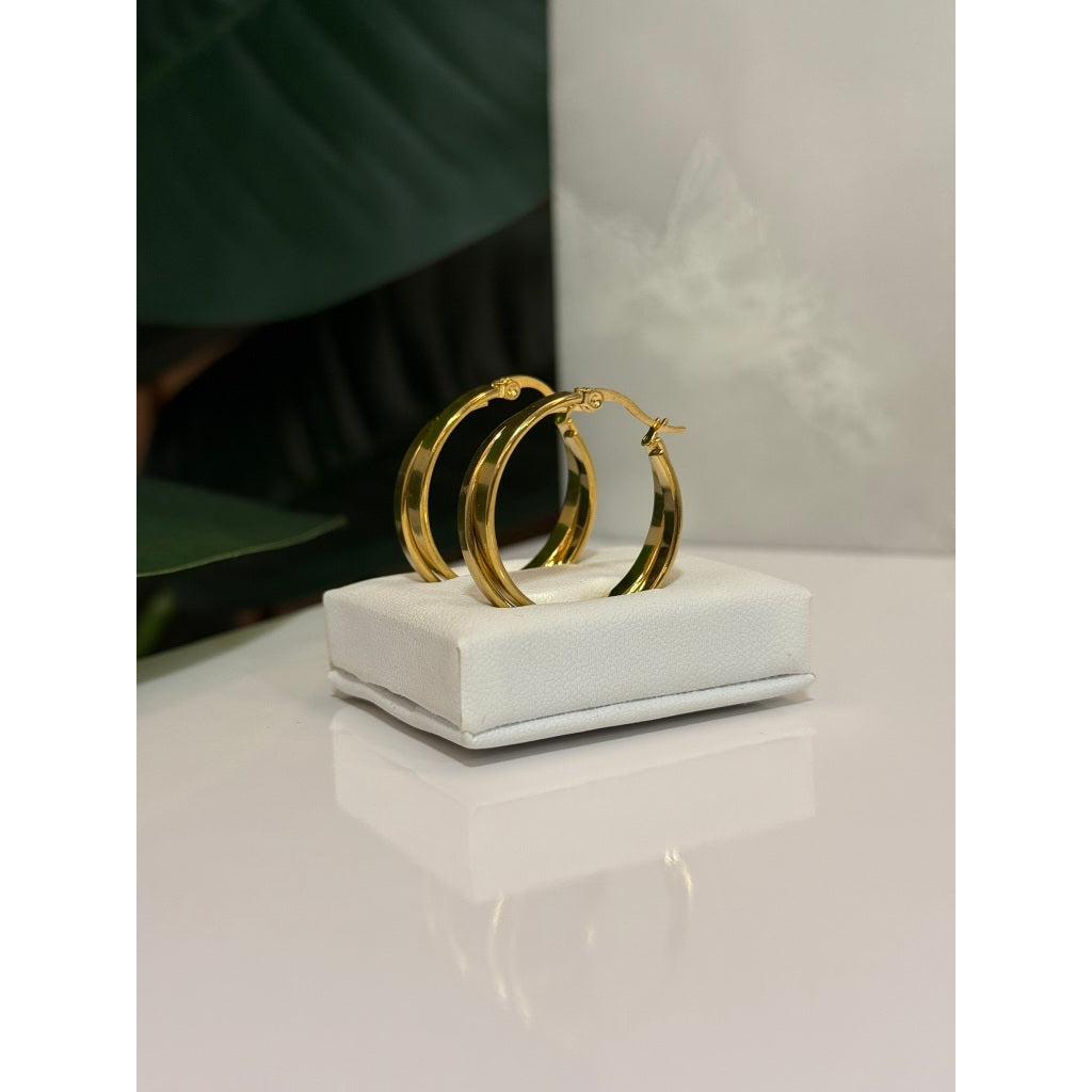 Brinco feminino duplo - Aço inoxidável