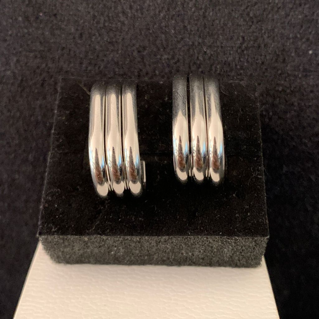 Argola feminina três aro -  Aço Inoxidável Prateado