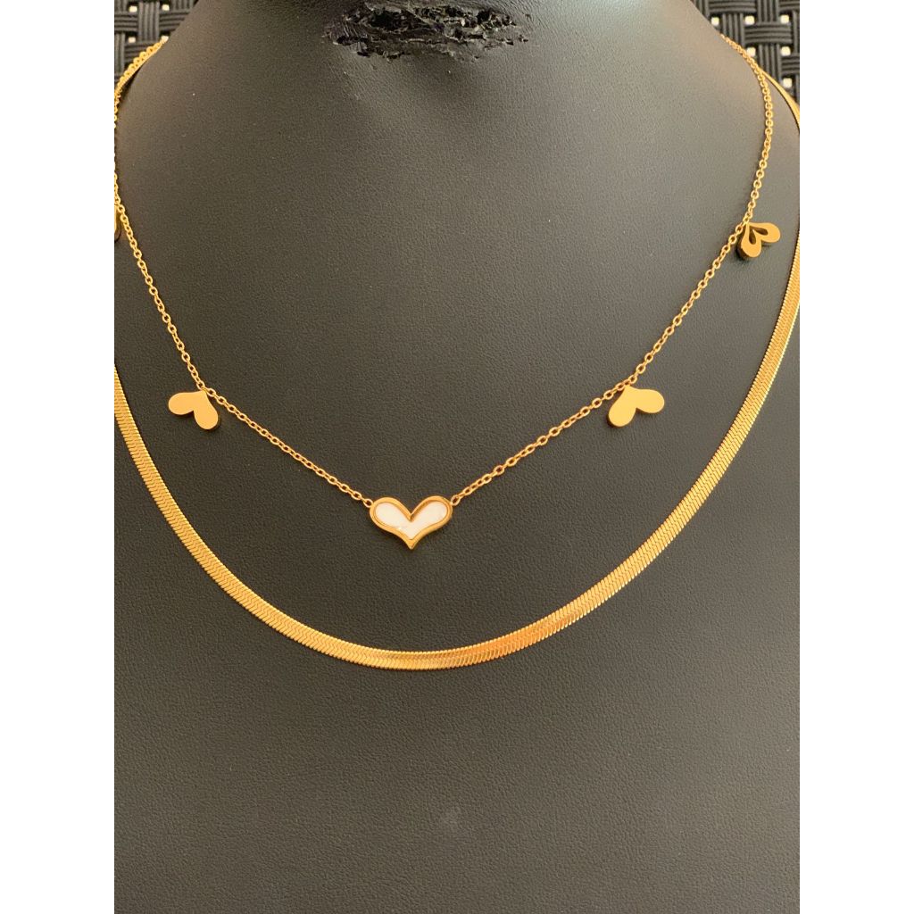 Colar Duplo Corações Vazados – Aço Inoxidável