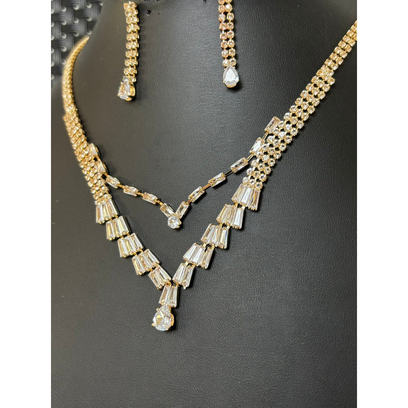 Conjunto Colar + Brincos Luxo Prata com Zircônias Retangulares e Gota