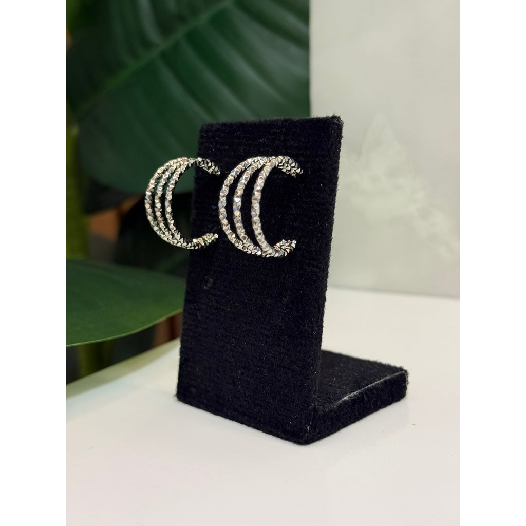 Brinco feminino triplo luxo - Aço inoxidável