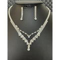 Conjunto Colar + Brincos Luxo Prata com Zircônias Retangulares e Gota