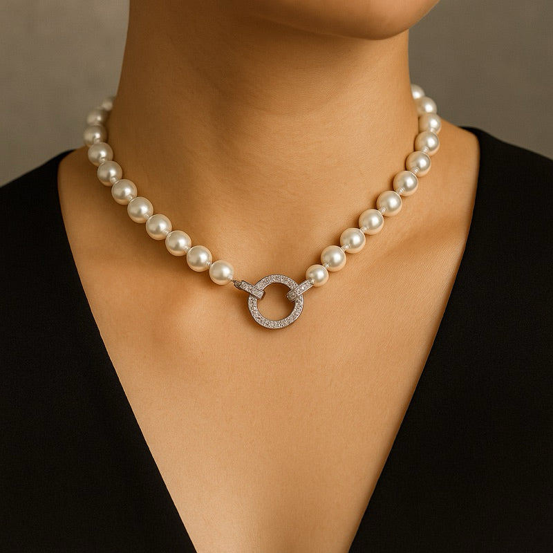 COLAR FEMININO COM PEROLAS - Banhado ouro 10k ou prata 925