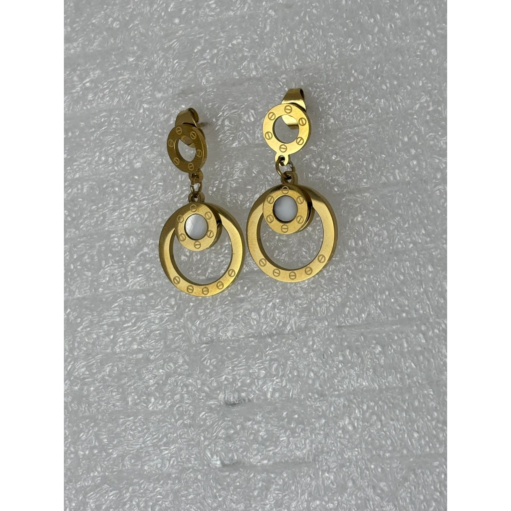 Brinco feminino Circular Luxo em Aço Inoxidável