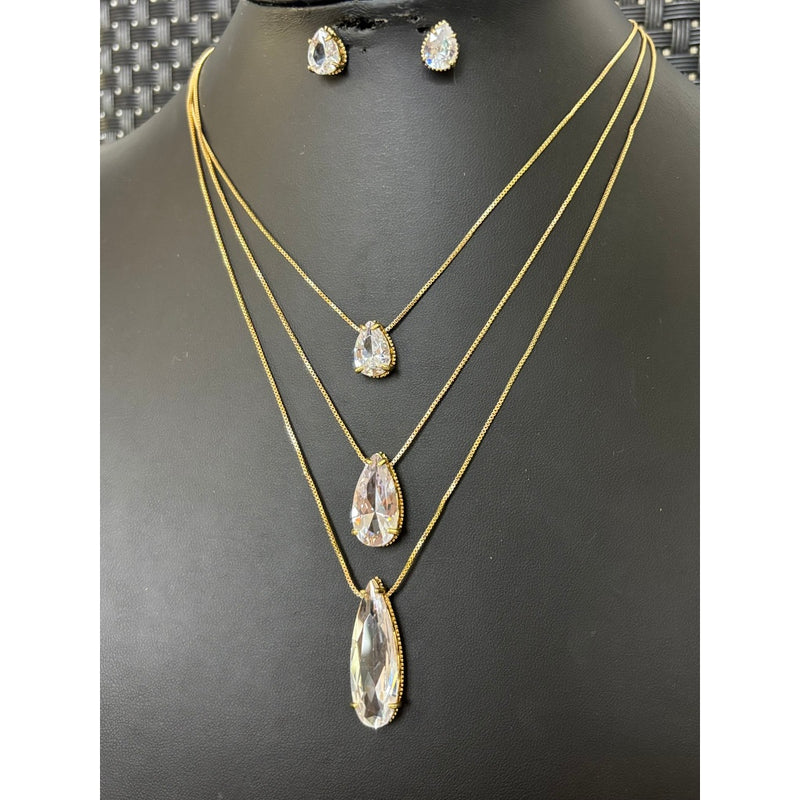 Colar Triplo Gota – Luxo em Camadas