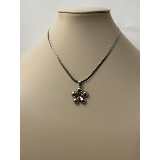 Colar feminino pingente de flor orgânica - Aço Inoxidável