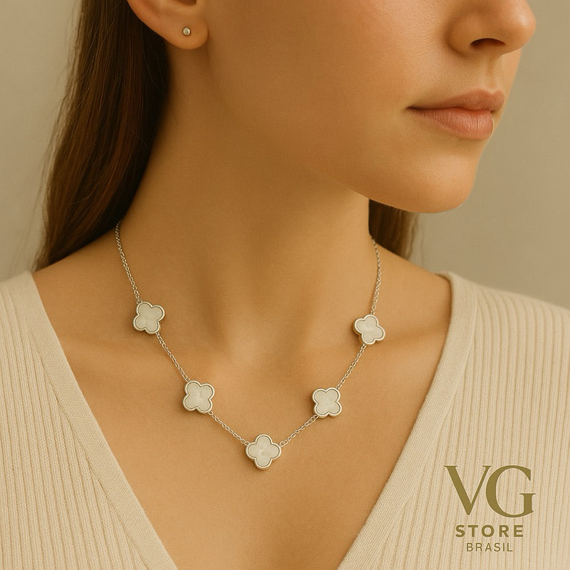 Colar feminino Clover Elegance – Luxo Minimalista Aço inoxidável
