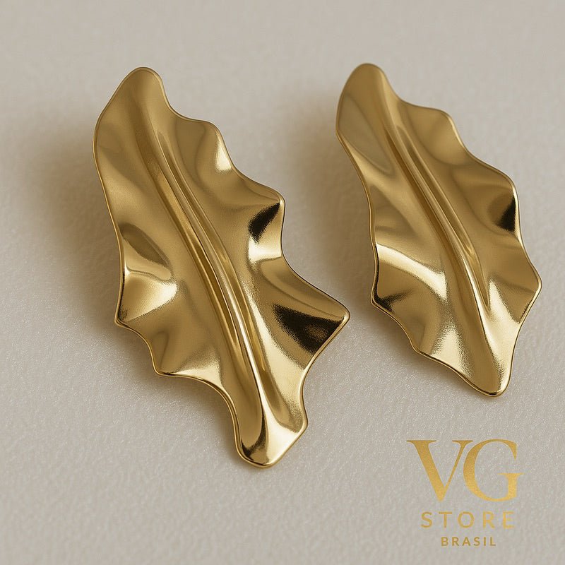 Brinco feminino Folha Metalizado - Folheado