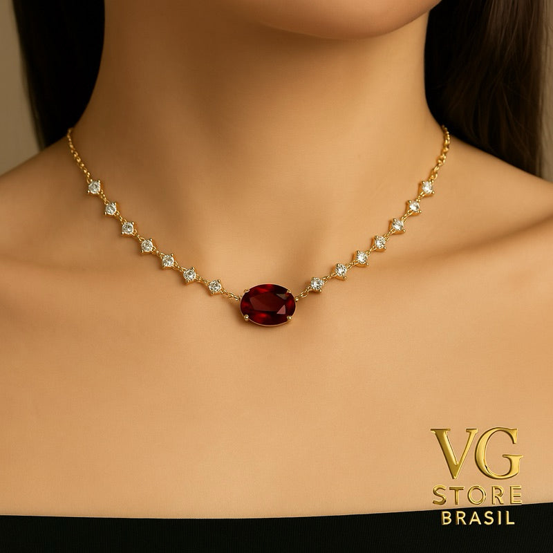Colar Luxo com Pedras Brilhantes - Um Toque de Elegância para Qualquer Ocasião