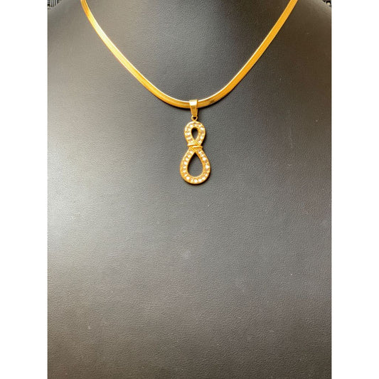 Colar feminino pingente infinito gotas de zircônia -- Aço Inoxidável