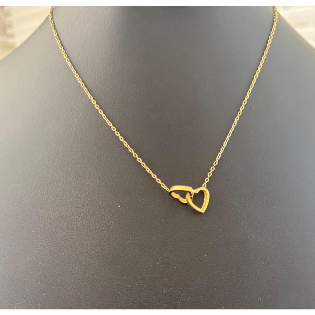 Colar feminino corações entrelaçados - Aço Inoxidável