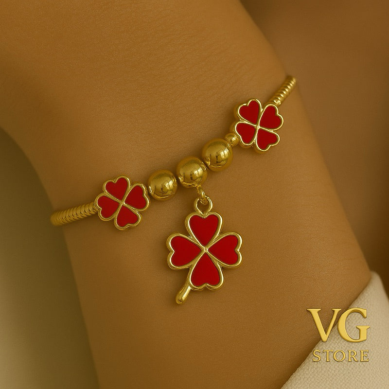 Pulseira elegance trevo da sorte - aço inoxidável 316L