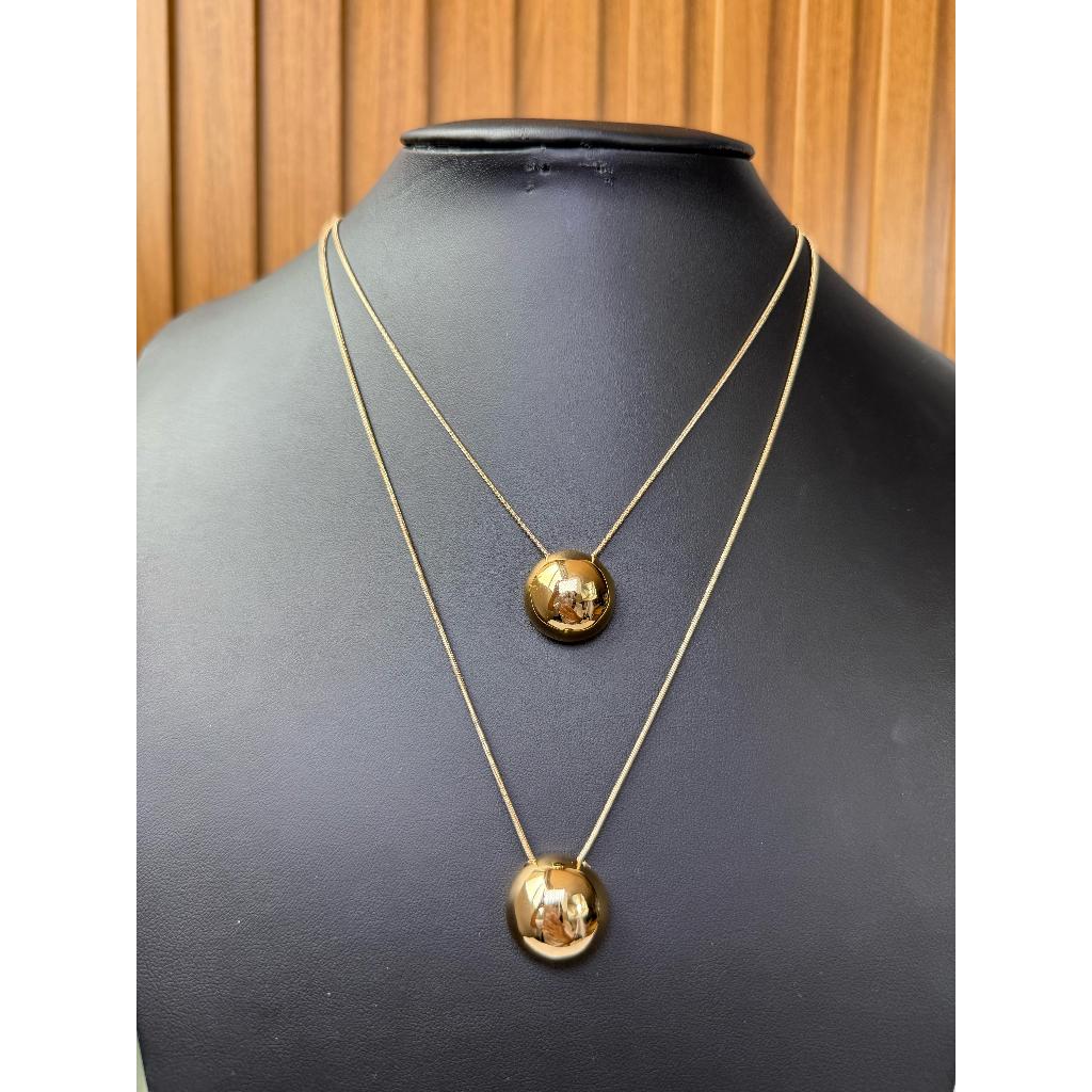 Colar feminino duplo esfera royale – Sofisticação Minimalista