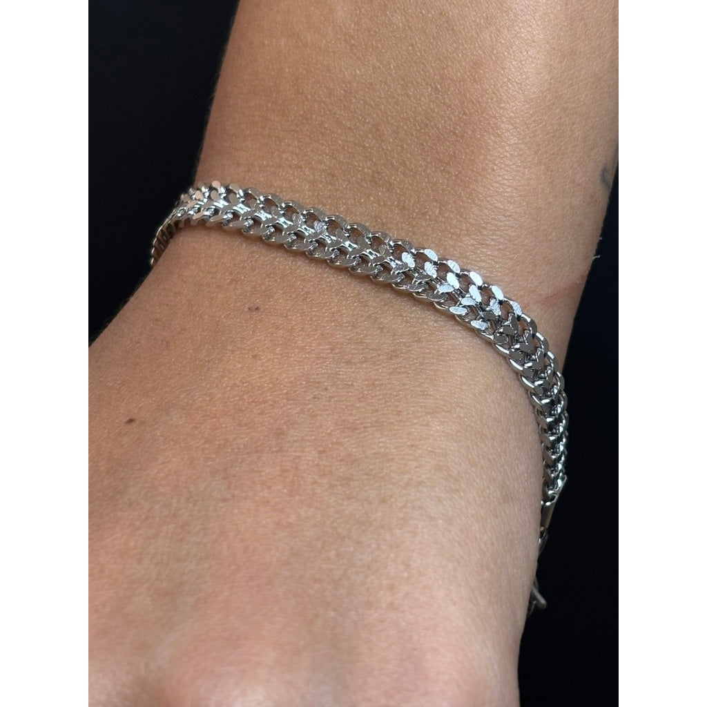 Pulseira  Corrente Grumet Dupla -  aço inoxidável