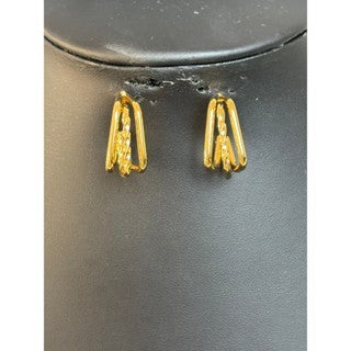 Argola tripla Verôna trançada dourada -  Aço Inoxidável