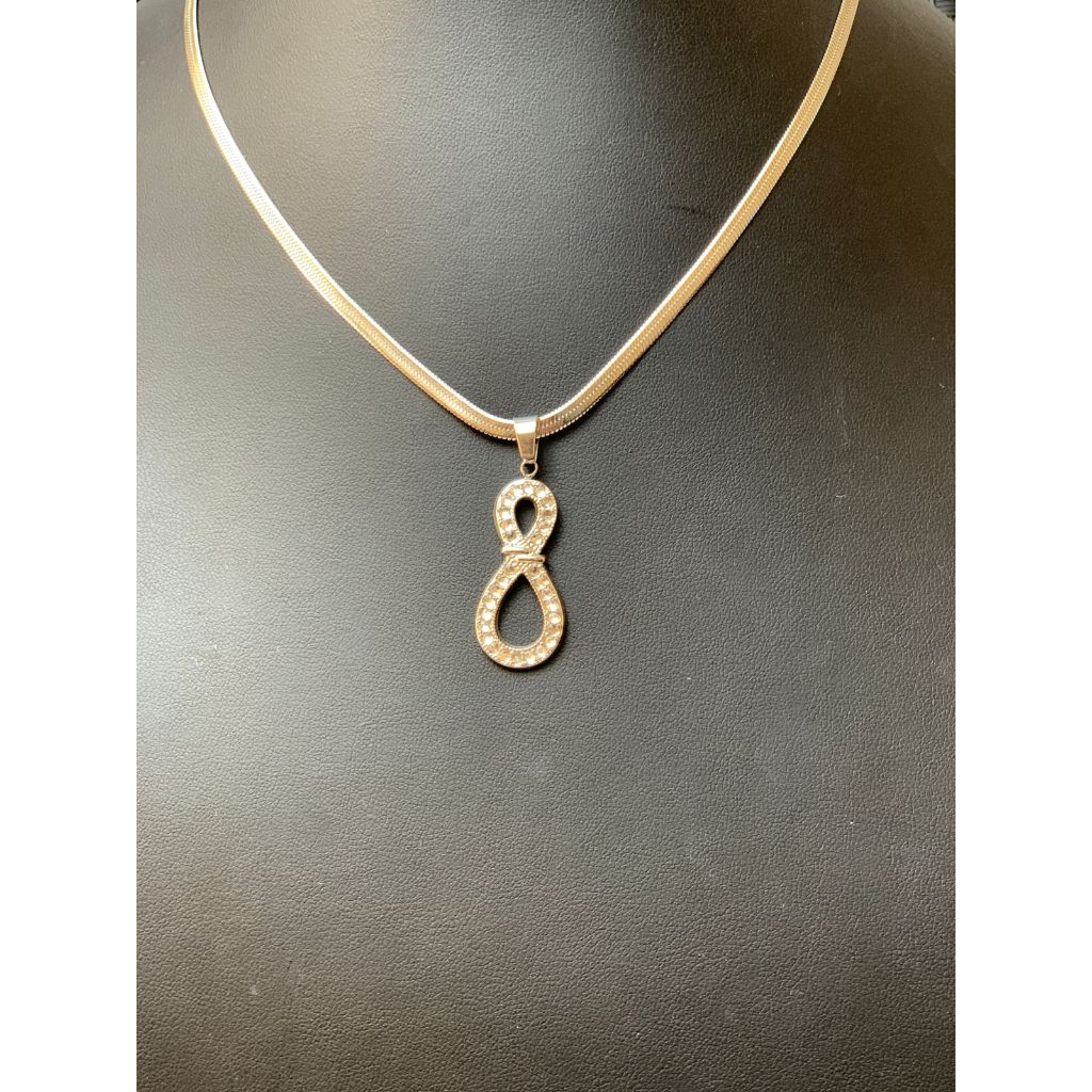 Colar feminino pingente infinito gotas de zircônia -- Aço Inoxidável