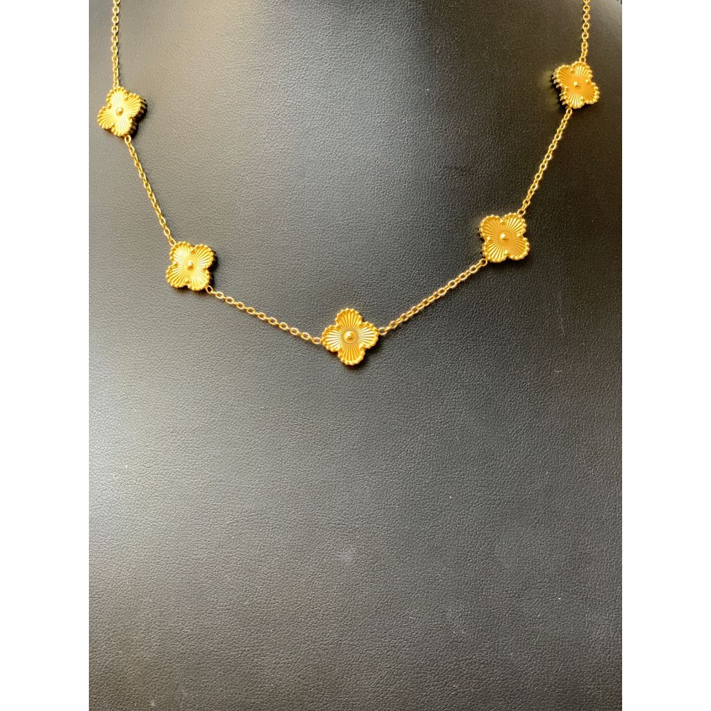 Colar feminino pingentes florais - Aço inoxidável