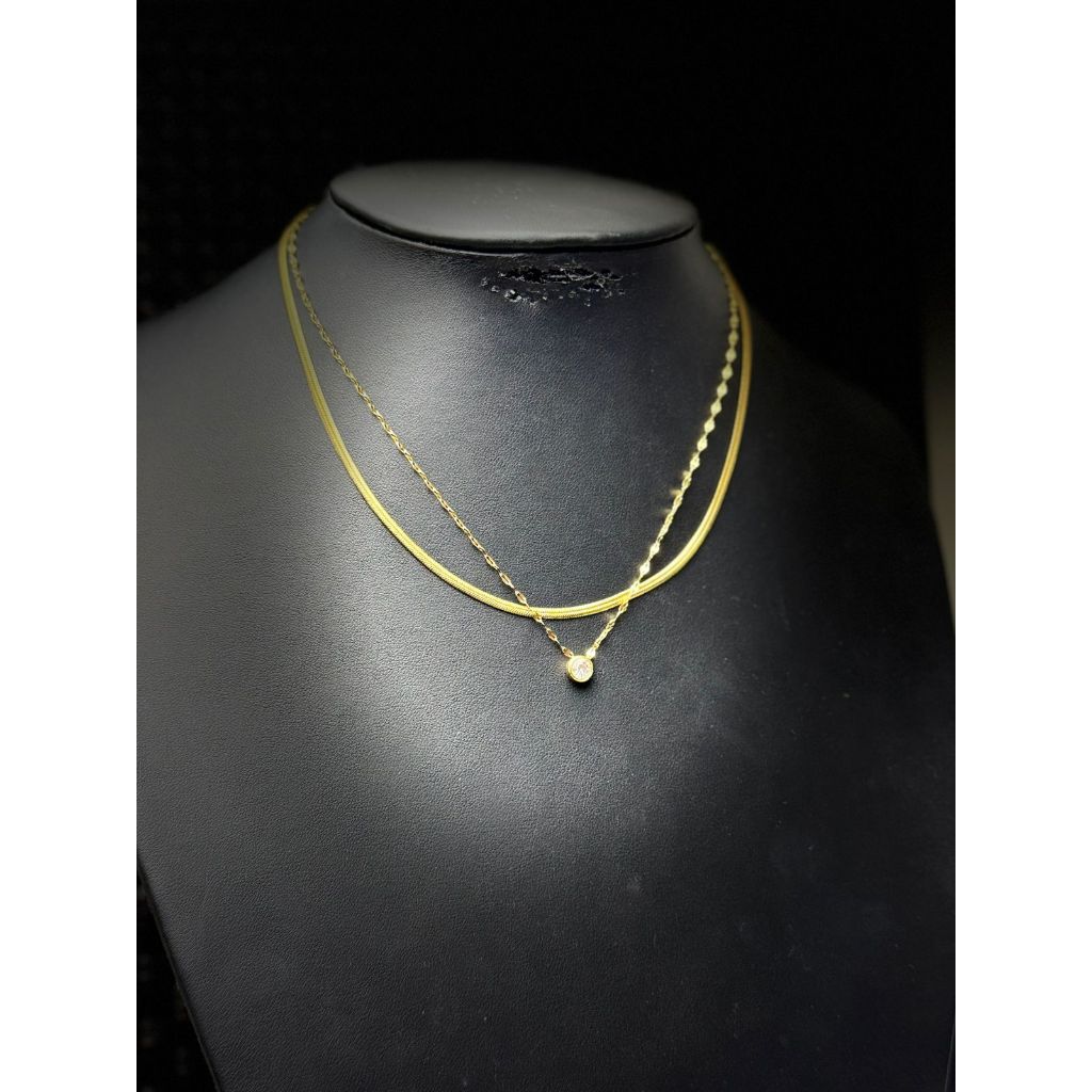 Colar Feminino Duplo com Ponto de Luz – Aço Inoxidável