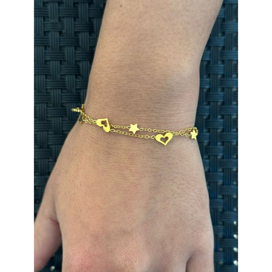 Pulseira Feminina dupla Star - Aço Inoxidável