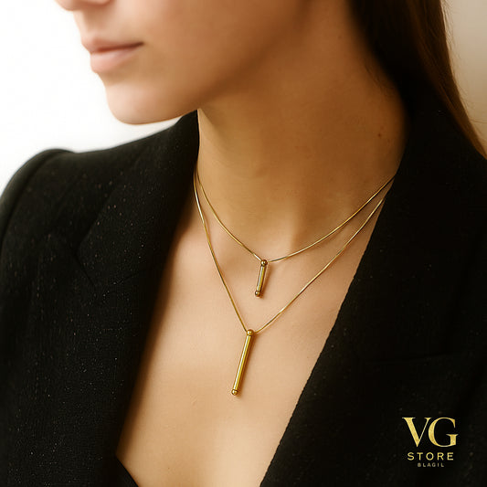 Colar feminino Duplo Minimalista – Sofisticação e Estilo em Cada Detalhe