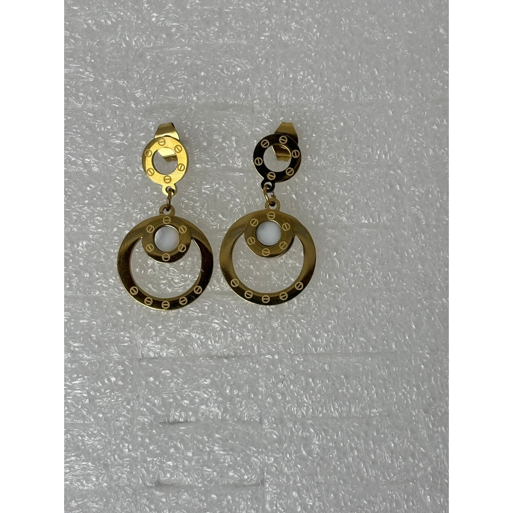 Brinco feminino Circular Luxo em Aço Inoxidável