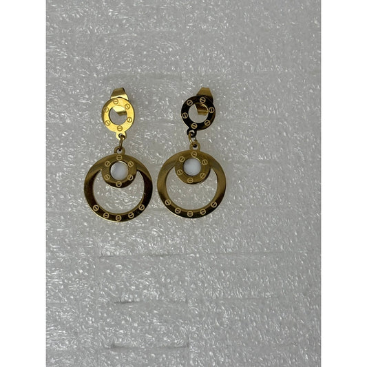 Brinco feminino Circular Luxo em Aço Inoxidável