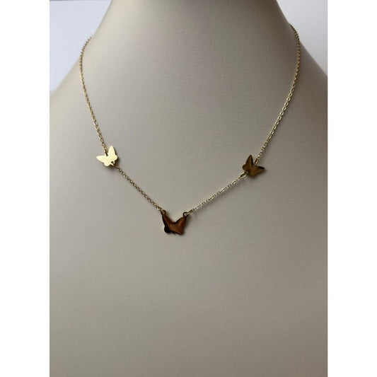Colar Borboletas Minimalistas – Aço Inoxidável