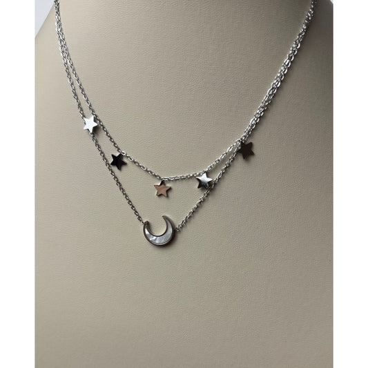 Colar feminino duplo - Aço Inoxidável